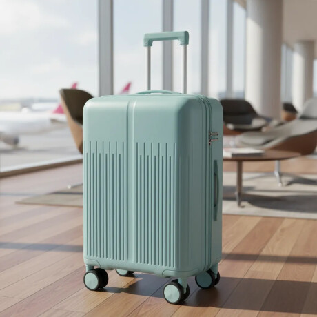 Valija Carry On Rígida Cierre Expandible Candado Ruedas 360° Celeste