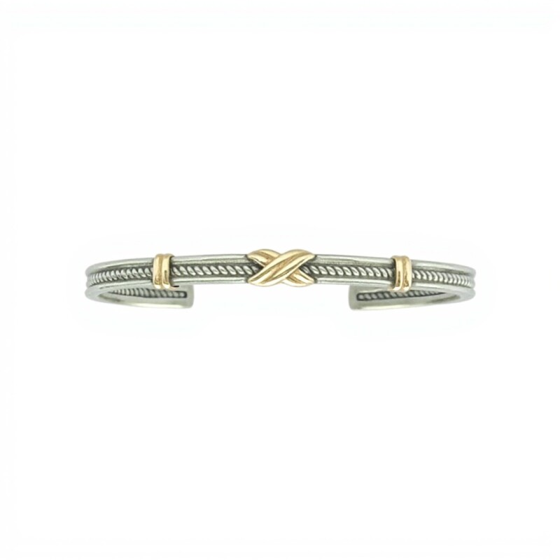 Brazalete Cruz-Plata y Oro-Sin piedra- BR5002 sinpiedra