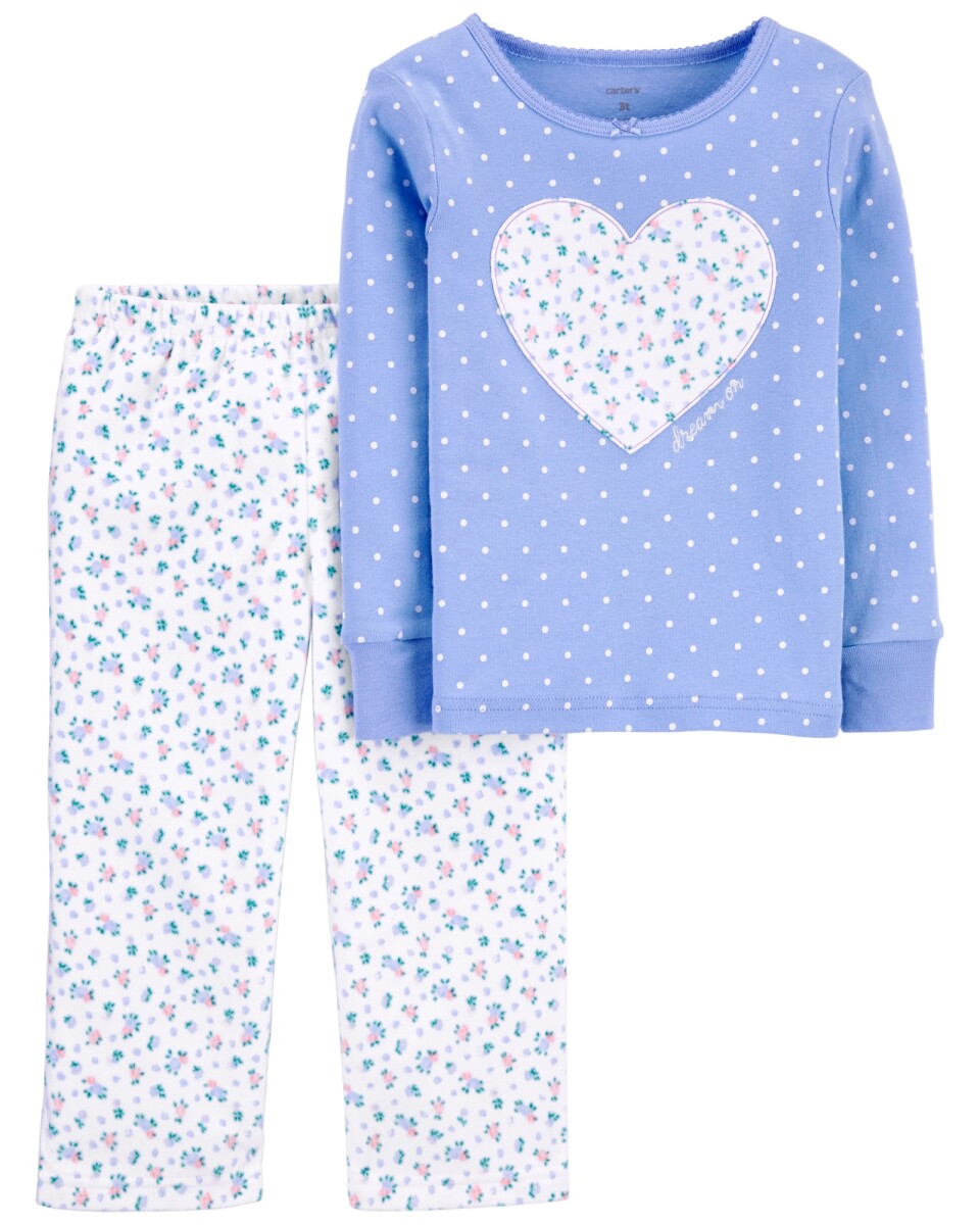 Pijama de 2 piezas de polar con estampado de corazón 
