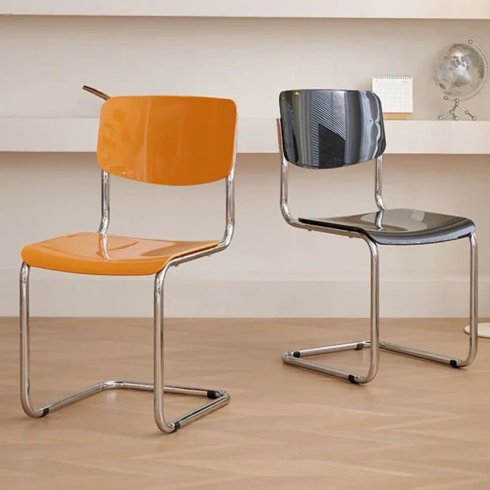 Silla de Comedor Metal Cromado y Madera - Moon Negro