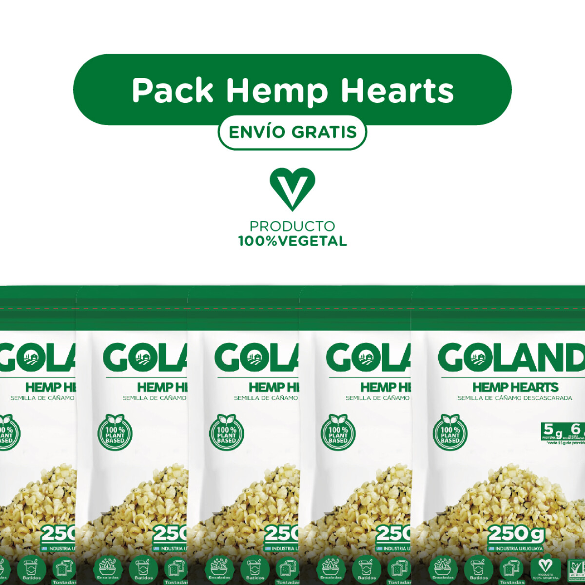 Pack Hemp Hearts - 5 unidades - ENVIO GRATIS 