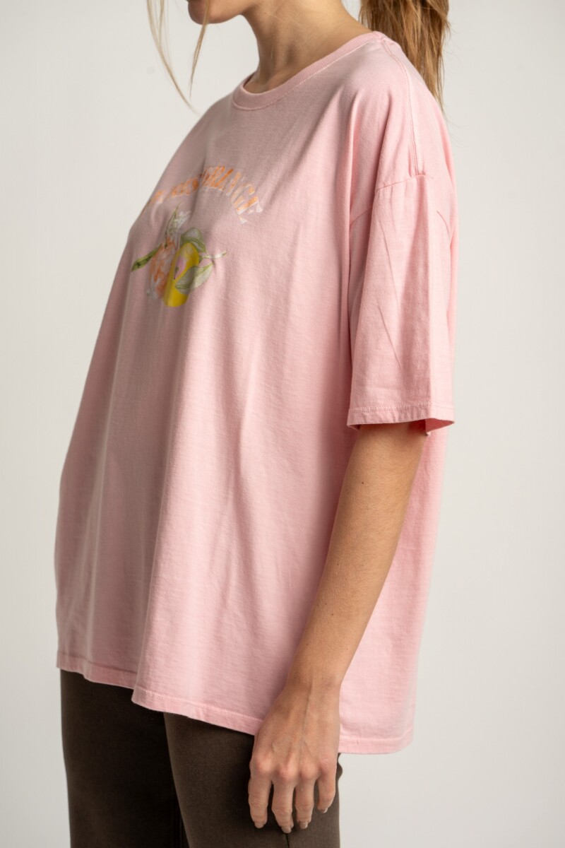 Remera Algodon Lavado Print Citrico Rosa