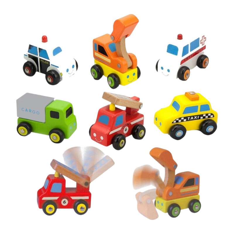Set 6 Mini Vehículos de Madera Viga Set 6 Mini Vehículos de Madera Viga