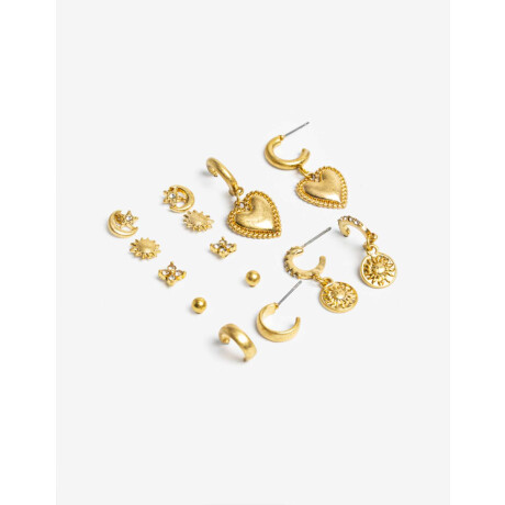 Set Aros Moneds Y Soles Dorado Oro Amarillo