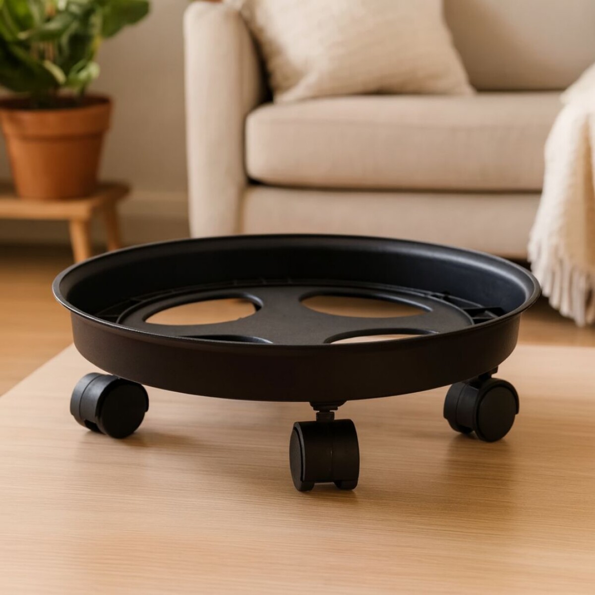 BASE PARA GARRAFA CON RUEDAS - NEGRO 