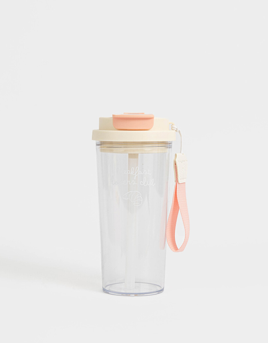 Vaso Alto De Plástico Estampado Con Manija. 