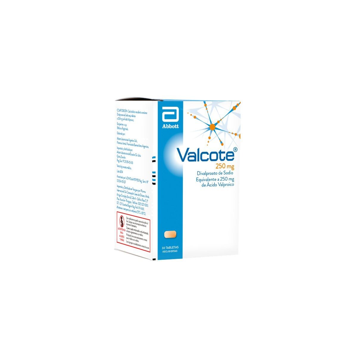 VALCOTE 250 MG. CJ X 30 COMP. REC. 