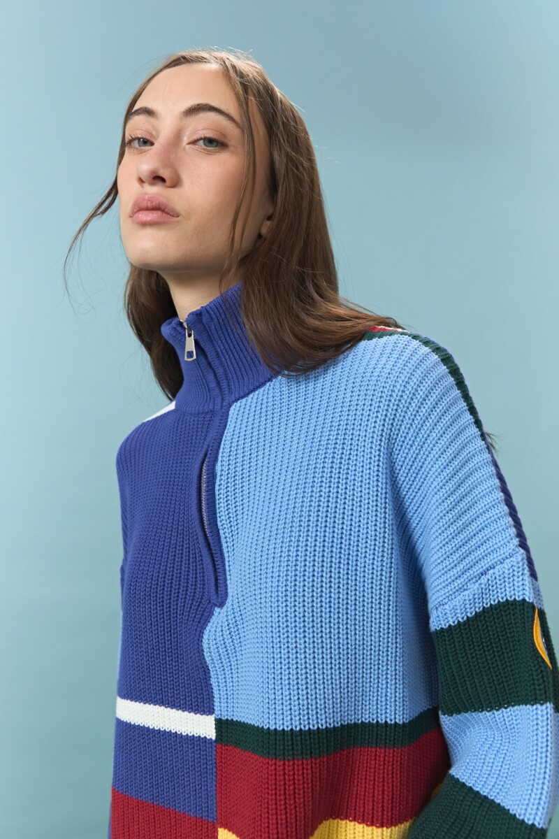 Sweater de algodón rayado multicolor multicolor