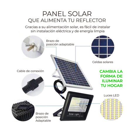 Foco Solar 100W Con Control Remoto Proyector LED Solar 100W Con Control Remoto