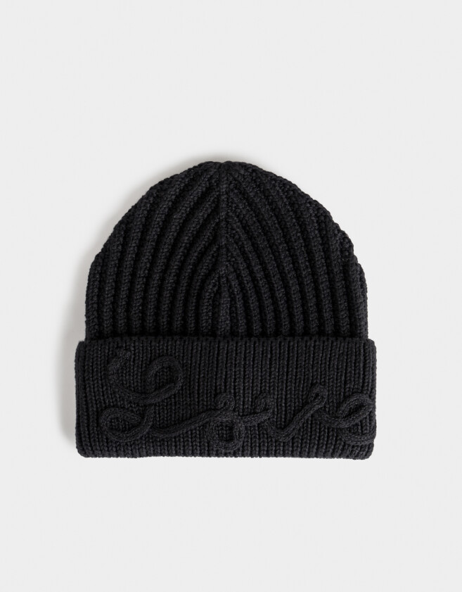 Gorro Gorro Tejido Bordado - Negro