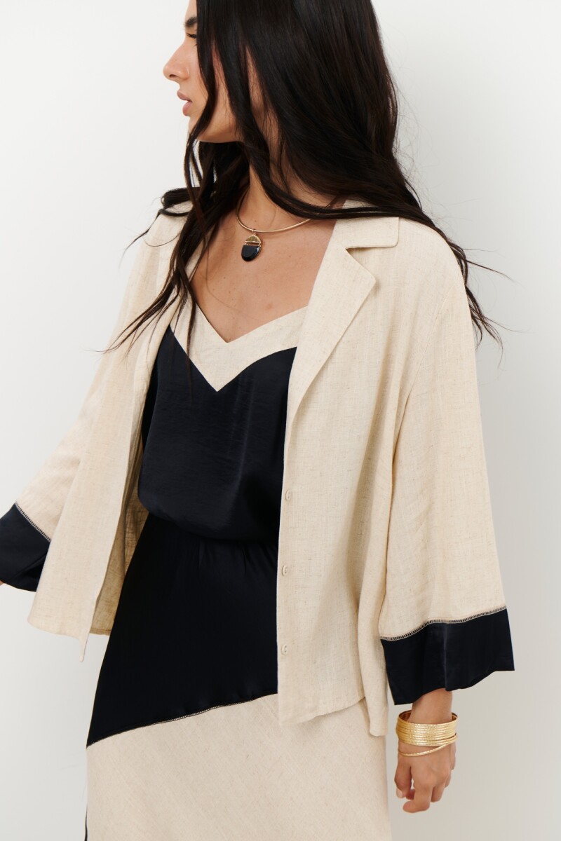 CHAQUETA LINO SATEN NEGRO