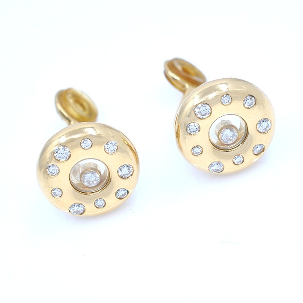 Par de caravanas Chopard Happy Diamonds modelo 84/1868 en oro 18k y brillantes Par de caravanas Chopard Happy Diamonds modelo 84/1868 en oro 18k y brillantes
