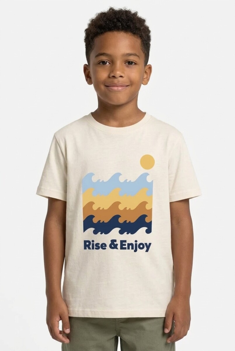 Remera m/c estampada Rise & Enjoy - Crudo 