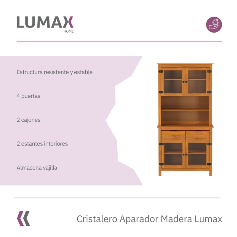 Cristalero Aparador Madera 4 Puertas 2 Cajones 2 Estantes Lumax Cristalero Aparador Madera 4 Puertas 2 Cajones 2 Estantes Lumax