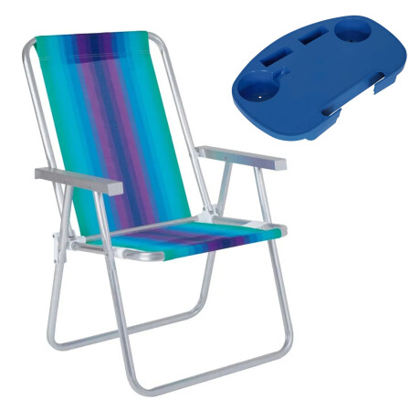 Set Silla Playa Alum 120Kg + Mesa Lateral Divisiones Mor Verde Agua/violeta