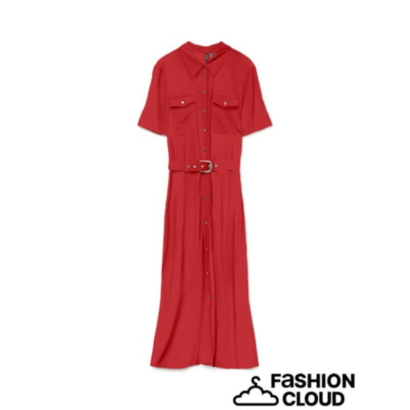 VMEASY JOY GOLD 7/8 SHIRT DRESS WVN GA Fiery Red