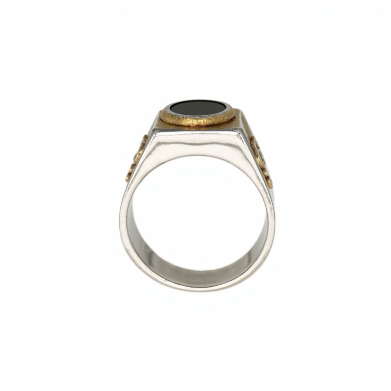 Anillo Mesa-Plata y Oro-Piedra Onix-AN5175 conpiedra