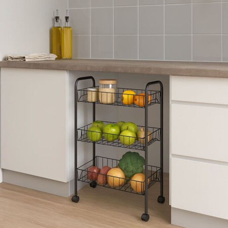 ESTANTE ORGANIZADOR FRUTERO 3 PISOS 41X23X63CM NEGRO