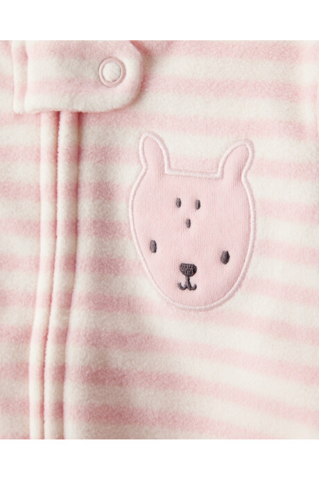 Pijama una pieza de micropolar, con pie, diseño a rayas Sin color