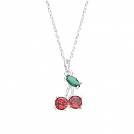 Conjunto de cadena y dije de plata 925 con circonias, GUINDITAS. Conjunto de cadena y dije de plata 925 con circonias, GUINDITAS.