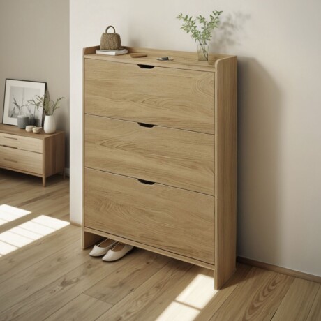 Zapatero Organizador Vertical De 3 Estantes Madera Clara