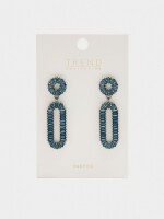 Pendientes Maxi Alargados De Cristales azul