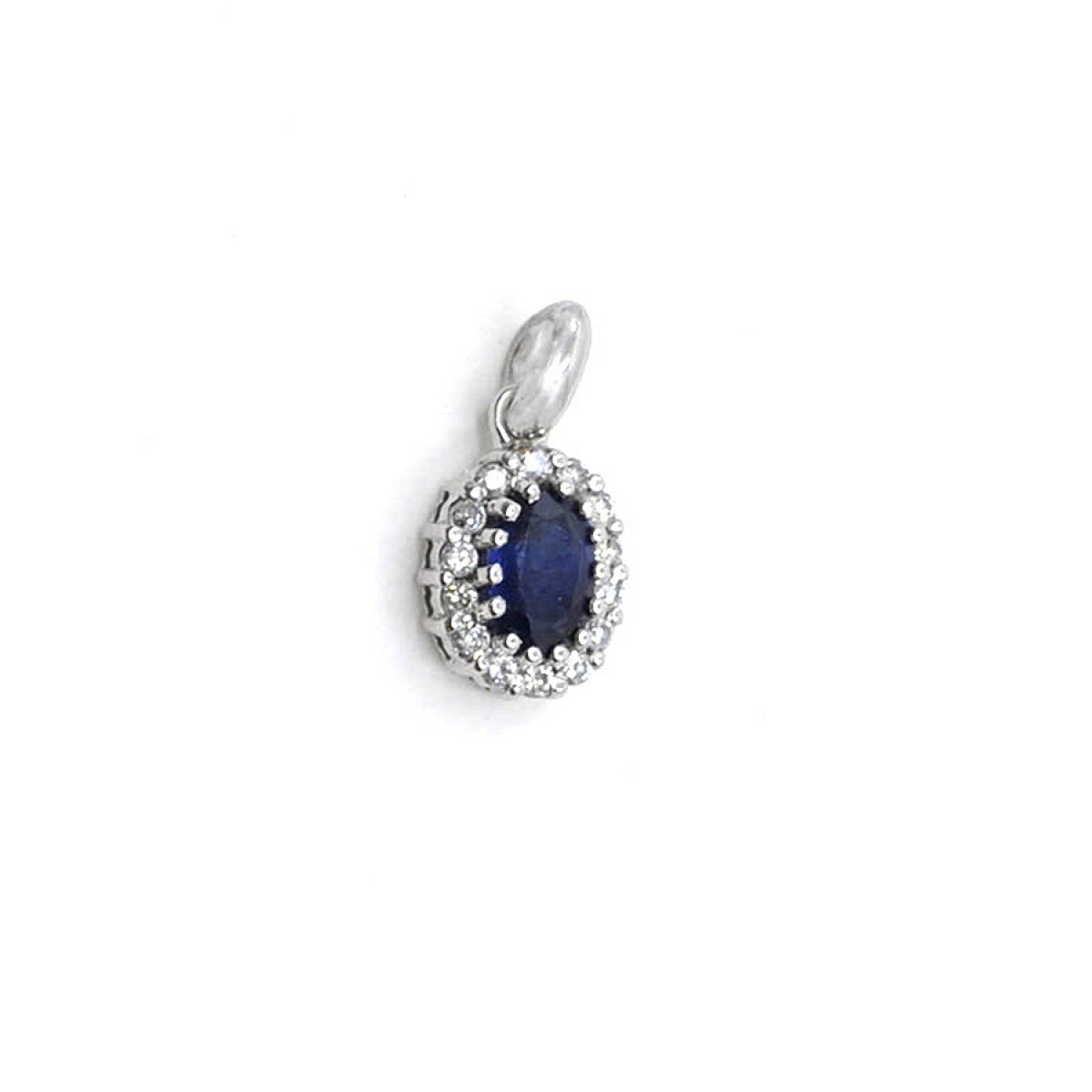 Dije En Oro De 18K, Diamante Y Zafiro 