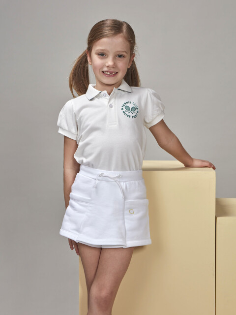 Falda Pantalon Felpa Con Contrastes Blanco