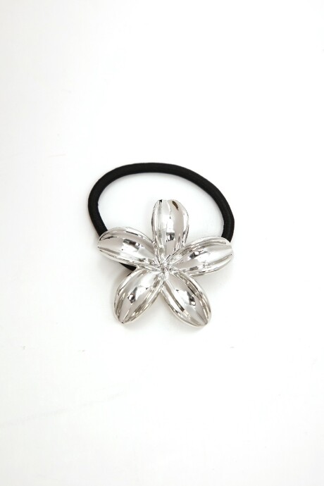 Gomita De Pelo Flower Plateado
