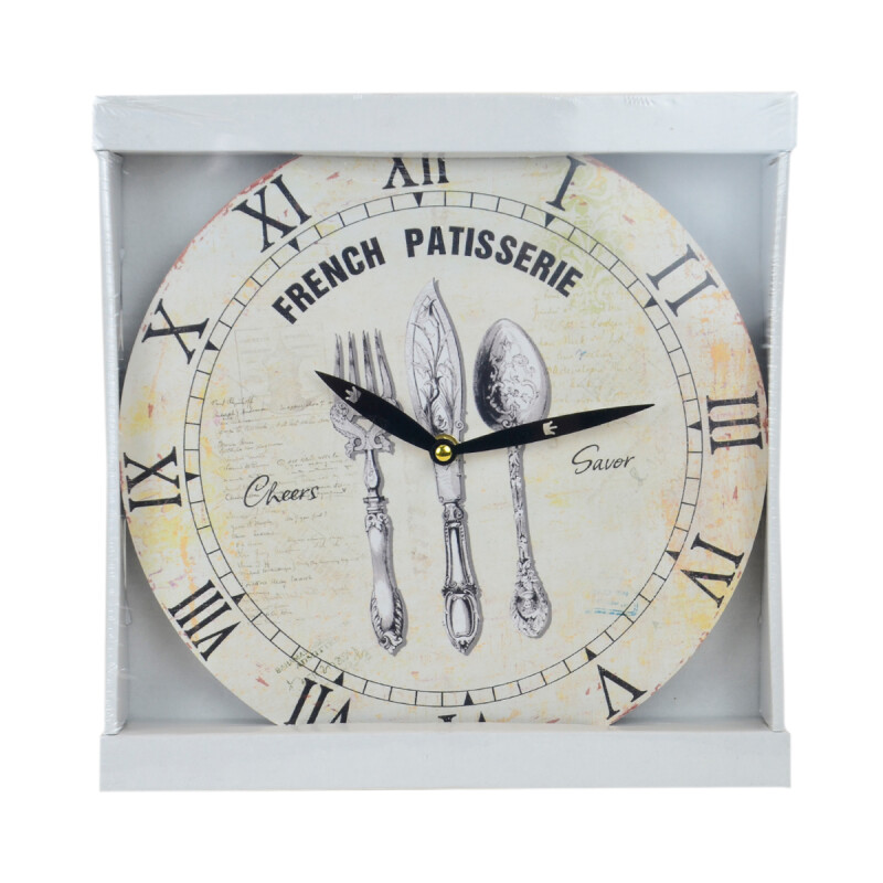 Reloj de pared mdf D28,8x3,5 cm CUBIERTOS