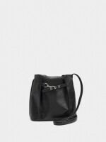 Bolso Bombonera Con Pliegues Laterales negro