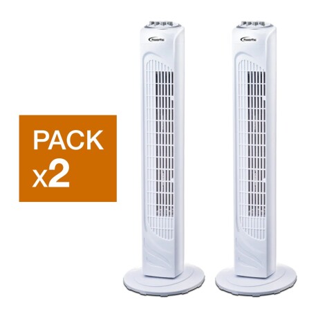 Pack X2 Ventiladores Torre Vertical 3 Vel c/Oscilación Timer Blanco