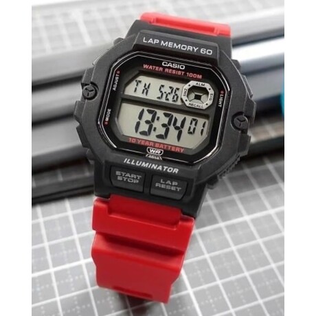 Reloj Digital Multifunción Casio WS-1400H Resistente Al Agua Rojo