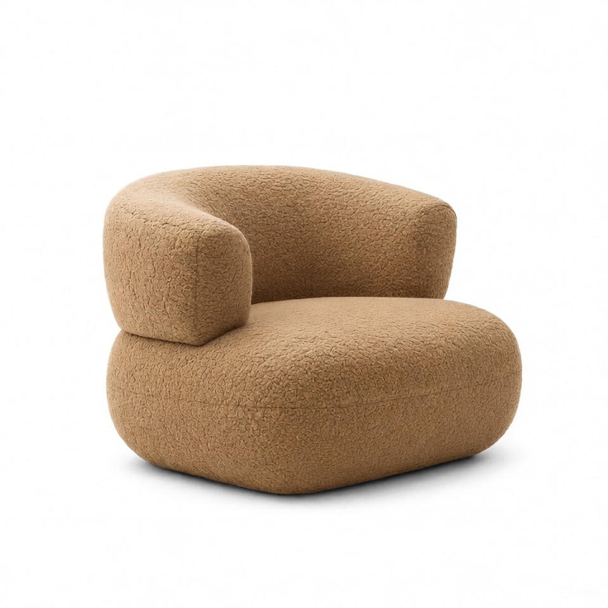 Sillón Puff ComboHome Kumo Redondo Corderito Diseño Premium - Marrón 1 