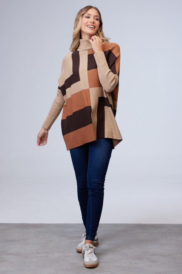 Polera Poncho TOSTADO/MULTI