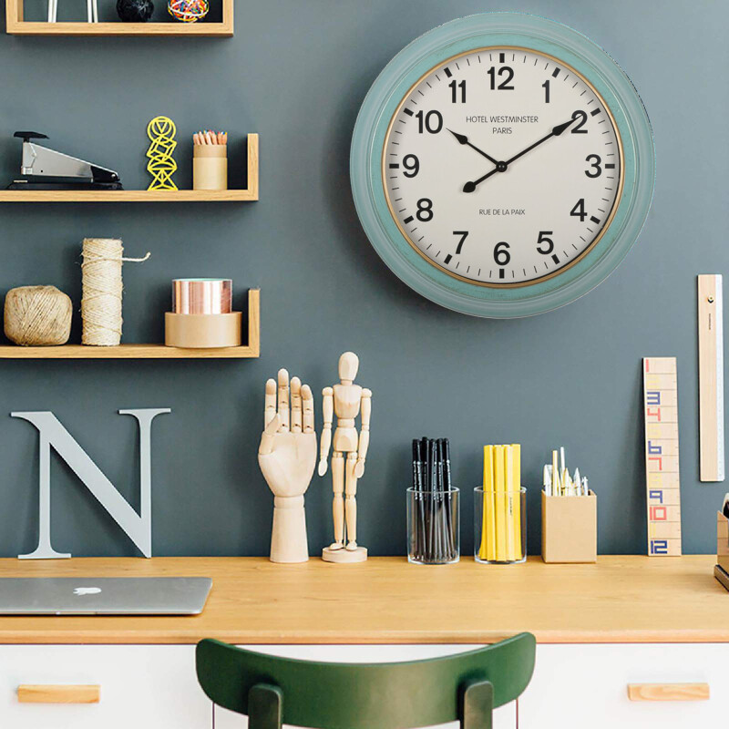 RELOJ DE PARED HIERRO D41X41X8.5CM BORDE VERDE RELOJ DE PARED HIERRO D41X41X8.5CM BORDE VERDE