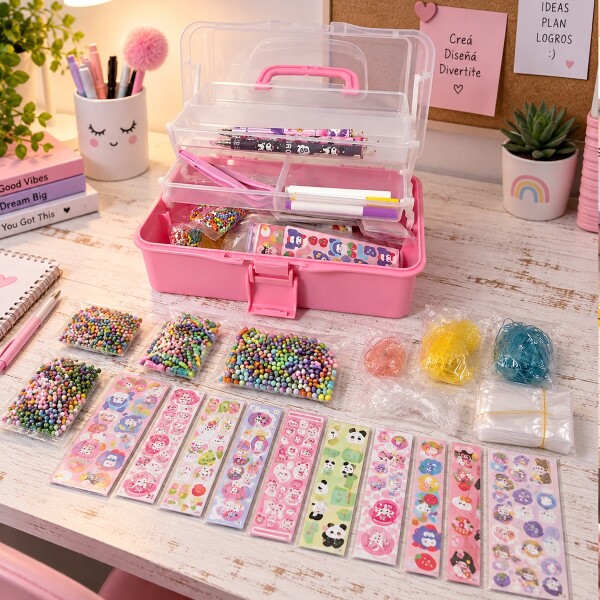 Valija Para Hacer Pulseras Llaveros para Niñas o Niños Set 1200 Piezas IMBACK Valija Para Hacer Pulseras Llaveros para Niñas o Niños Set 1200 Piezas IMBACK