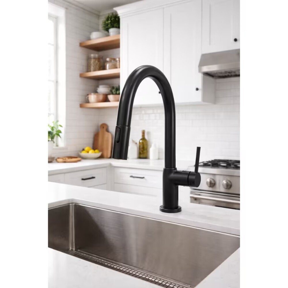 Grifería de Cocina Monocomando de mesada Eon Curvo Extensible Negro Mate Grifería De Cocina Monocomando De Mesada Eon Curvo Extensible Negro Mate
