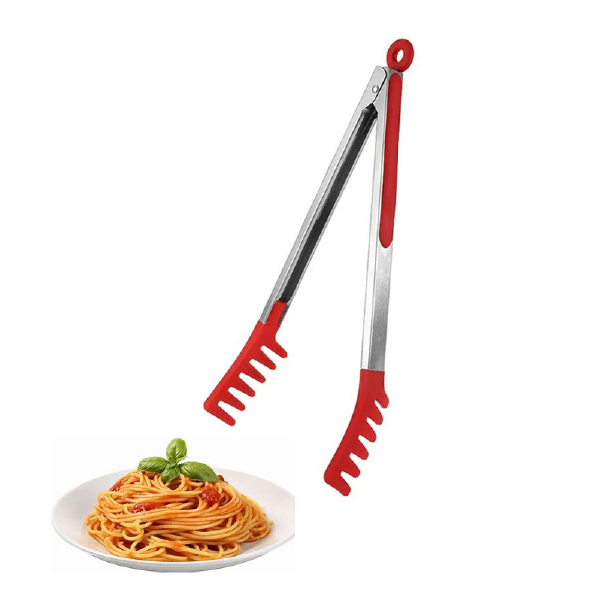 Pinza de cocina para pastas con silicona y metal reforzada - Pinza De Cocina Para Pastas Con Silicona Y Metal Reforzada 