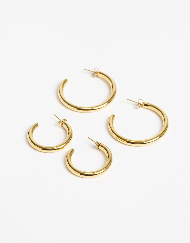 Aros Argollas Set Metal Set De Argollas De Acero - Dorado