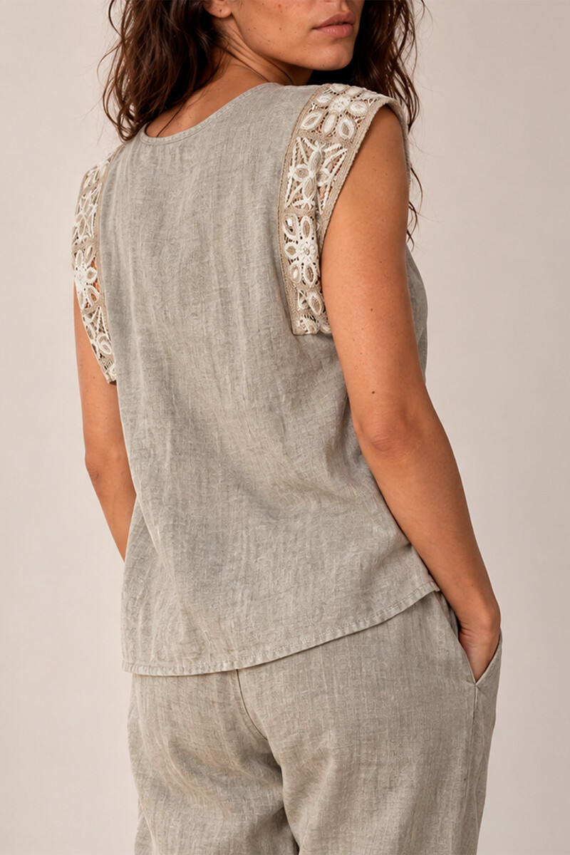 BLUSA LINO CROCHET BEIGE