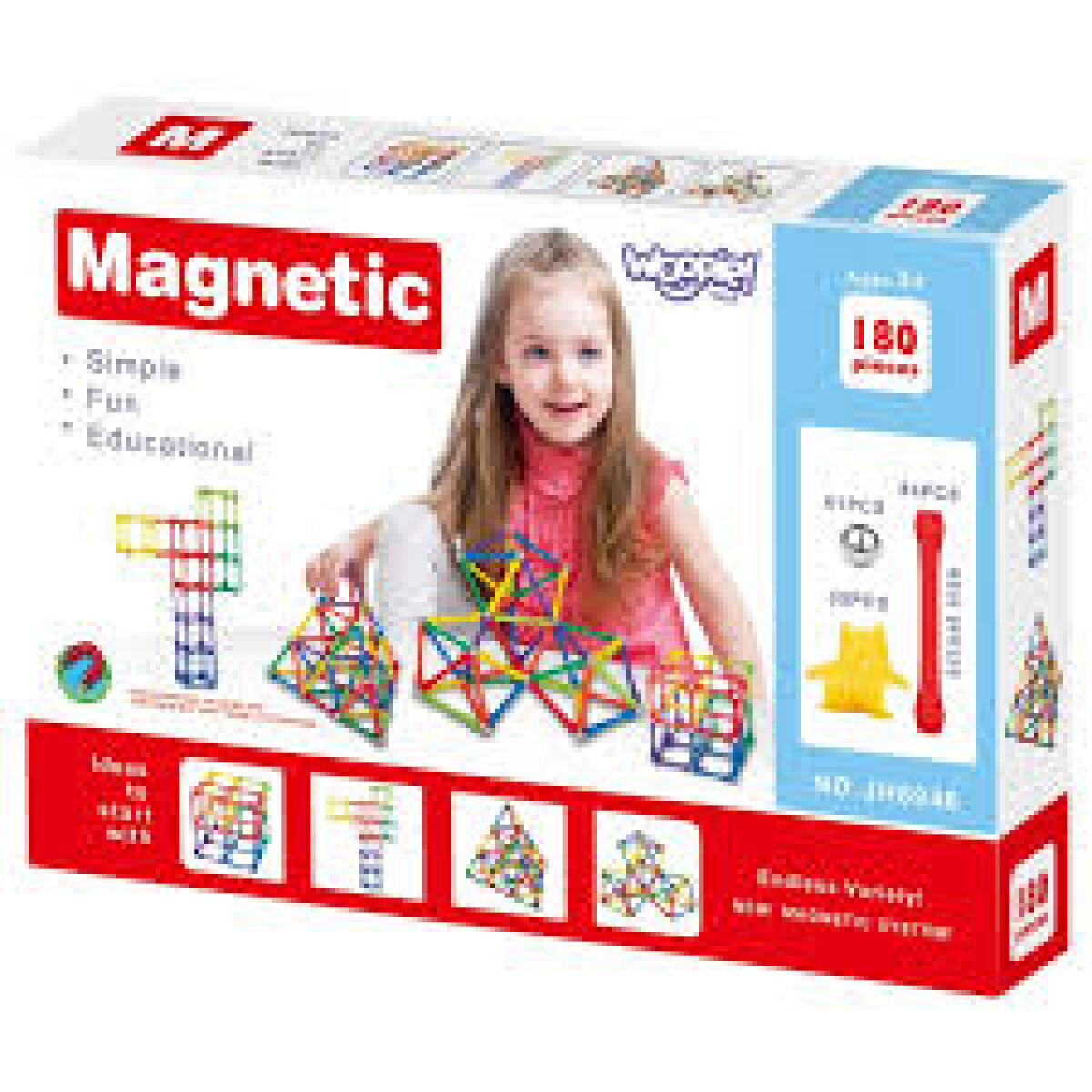 Juego modular magnético, 180 elementos 