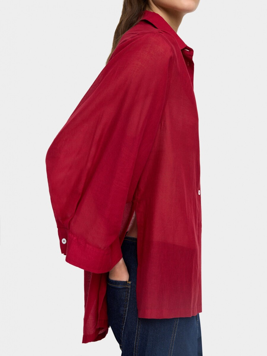 Camisa Semitransparente 100% Algodón rojo