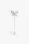 Broche prendedor mariposa perla plateado