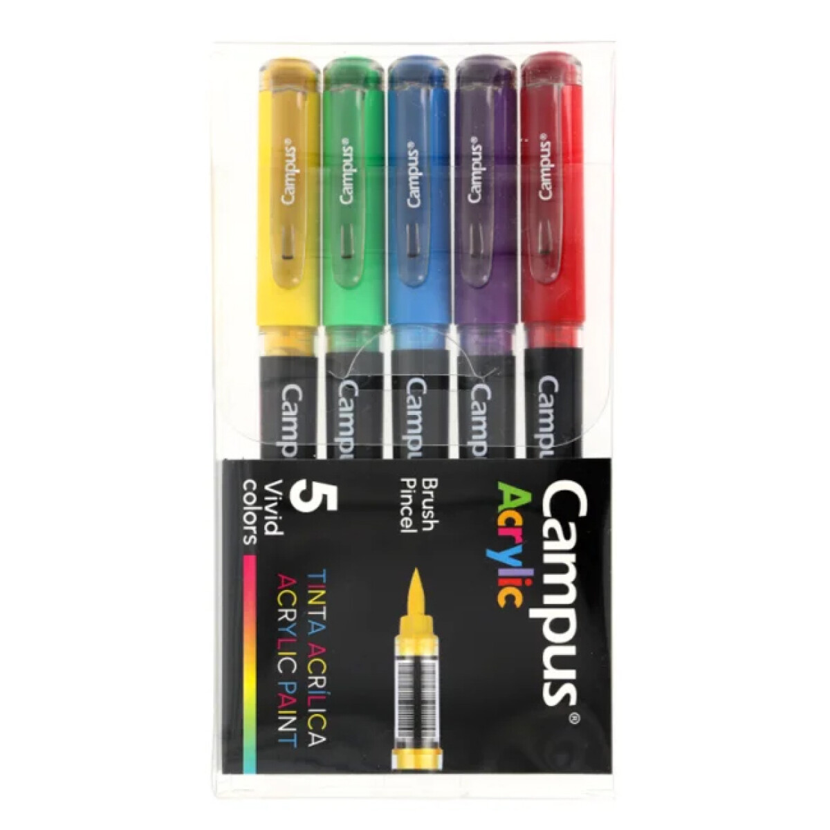 Marcador Campus Acrylic punta Pincel x 5 