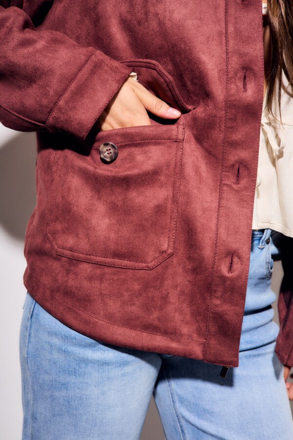 Sobrecamisa Gamuza Cuero Vegano Bordeaux