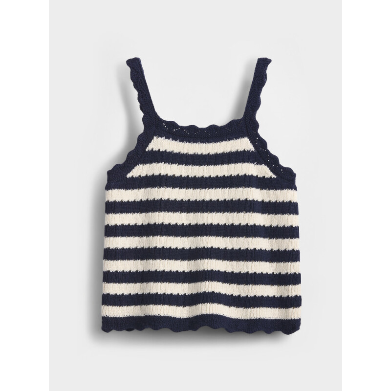 SL CROCHET STRIPE TANK NAVY UNIFORM