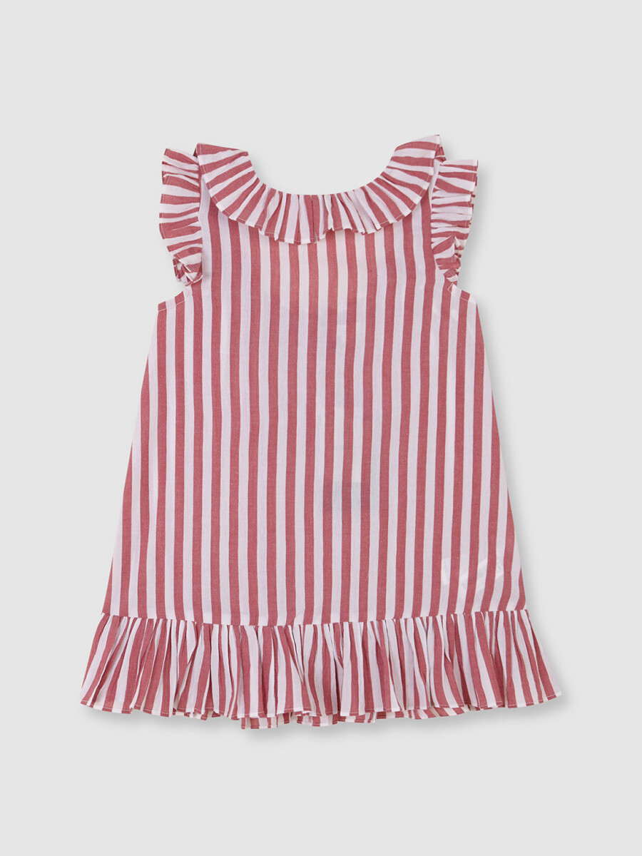 Vestido De Bambula De Rayas Piedra