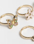 Anillos Infantiles Con corazón Set De Anillos Infantiles - Dorado