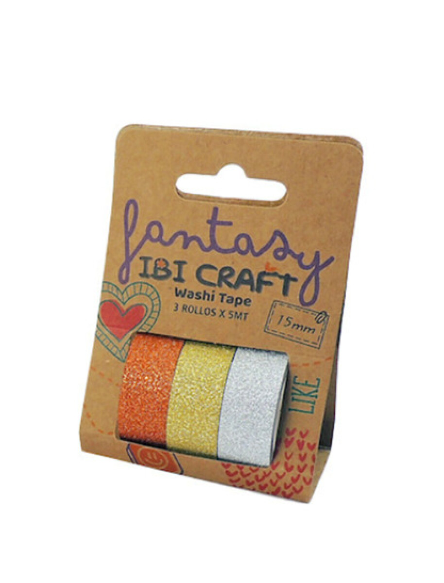 Cinta washi 1,5 cm. x 5 mts paquete x 3 - BRILLANTINA 